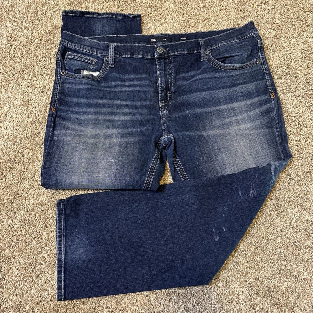 Buckle BKE Jeans Men's 46x30 Jake Straight Leg Stretch Distressed Dark Wash Fade